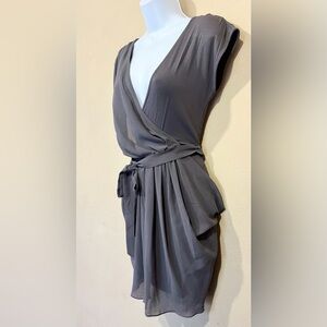 Bebe Gray Draped Chiffon Dress
